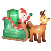 Felfújható Mikulás rénszarvassal és szánnal LED világítással, kültéri használatra 210x80x140 cm