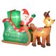 Felfújható Mikulás rénszarvassal és szánnal LED világítással, kültéri használatra 210x80x140 cm