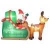 Felfújható Mikulás rénszarvassal és szánnal LED világítással, kültéri használatra 210x80x140 cm