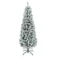 Műfenyő 183 cm, keskeny kialakítású, havas hatású karácsonyfa lángálló, háromrészes, fém talppal