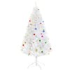 Műfenyő 180 cm fehér, díszekkel és fém talppal beltéri karácsonyi dekoráció