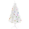 Műfenyő 180 cm fehér, díszekkel és fém talppal beltéri karácsonyi dekoráció