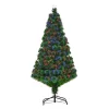 Műfenyő 150 cm magas karácsonyfa LED-es üvegszálas világítással, 180 ág, fém talppal beltéri karácsonyfa