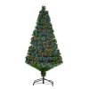 Műfenyő 150 cm magas karácsonyfa LED-es üvegszálas világítással, 180 ág, fém talppal beltéri karácsonyfa