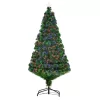 Műfenyő 150 cm magas karácsonyfa LED-es üvegszálas világítással, 180 ág, fém talppal beltéri karácsonyfa