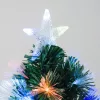 LED-es műfenyő, csillag díszcsúccsal 120 cm, zöld színű, fém talppal, 130 színes LED-fénnyel