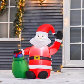   Felfújható Mikulás LED-világítással 120 cm kültéri karácsonyi dekoráció piros-fehér