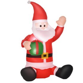   Felfújható világító Mikulás ajándékkal 120 cm magas, piros-fehér, LED világítással