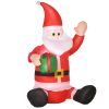 Felfújható világító Mikulás ajándékkal 120 cm magas, piros-fehér, LED világítással