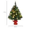 Mini LED-es karácsonyfa 60 cm magas, arany díszekkel, piros bogyókkal és melegfehér fényekkel