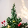 Mini LED-es karácsonyfa 60 cm magas, arany díszekkel, piros bogyókkal és melegfehér fényekkel