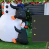 Felfújható világító hóember pingvinekkel 180 cm, színes LED-del, kültéri használatra