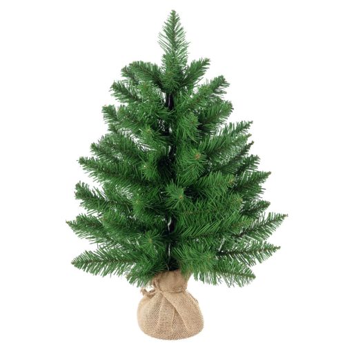 Mini karácsonyfa műhavas díszítéssel 60 cm magas, zöld, cementtalpas