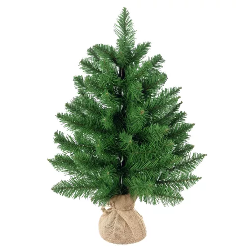 Mini karácsonyfa műhavas díszítéssel 60 cm magas, zöld, cementtalpas