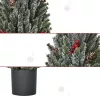 Mini műfenyő kaspóban 50 cm magas karácsonyfa fenyőtobozokkal piros bogyókkal 
