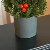 Mini műfenyő 27x27x47 cm karácsonyfa piros bogyókkal és tobozokkal dekoratív asztali karácsonyfa, cseréppel