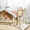 Fa adventi naptár LED-világítással 45x10x31 cm szán alakú, 24 fiókos karácsonyi öröknaptár natúr fa