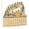 Fa adventi naptár LED-világítással 45x13x43 cm 24 fiókos karácsonyi öröknaptár natúr fa