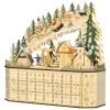 Fa adventi naptár LED-világítással 45x13x43 cm 24 fiókos karácsonyi öröknaptár natúr fa