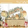 Fa adventi naptár LED-világítással 45x13x43 cm 24 fiókos karácsonyi öröknaptár natúr fa