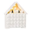 Fa adventi naptár LED-világítással 24 fiókos karácsonyi örök naptár 39x9x42 cm, fehér-zöld