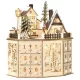 Fa adventi naptár LED-világítással 25x20x29 cm 24 fiókos karácsonyi örök naptár natúr fa
