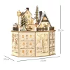 Fa adventi naptár LED-világítással 25x20x29 cm 24 fiókos karácsonyi örök naptár natúr fa