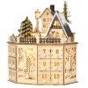 Fa adventi naptár LED-világítással 25x20x29 cm 24 fiókos karácsonyi örök naptár natúr fa