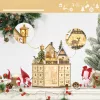 Fa adventi naptár LED-világítással 25x20x29 cm 24 fiókos karácsonyi örök naptár natúr fa