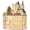 Fa adventi naptár LED-világítással 25x20x29 cm 24 fiókos karácsonyi örök naptár natúr fa