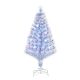 LED-es műfenyő 120 cm fehér–kék karácsonyfa üvegszálas fényekkel, stabil fém talppal