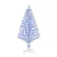 LED-es műfenyő 120 cm fehér–kék karácsonyfa üvegszálas fényekkel, stabil fém talppal