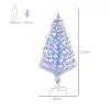 LED-es műfenyő 120 cm fehér–kék karácsonyfa üvegszálas fényekkel, stabil fém talppal