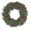 Műfenyő ajtókoszorú Ø60x8 cm karácsonyi ajtódísz tobozokkal és bogyókkal, függesztőfüllel 