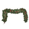 Karácsonyi fenyőgirland 190 cm műfenyő girland tobozokkal és piros bogyókkal, beltérre és kültérre
