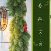 Karácsonyi fenyőgirland 190 cm műfenyő girland tobozokkal és piros bogyókkal, beltérre és kültérre