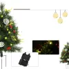 2 darabos mini műfenyő szett LED világítással, díszített, 75 cm magas, zöld színben