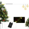 2 darabos mini műfenyő szett LED világítással, díszített, 75 cm magas, zöld színben