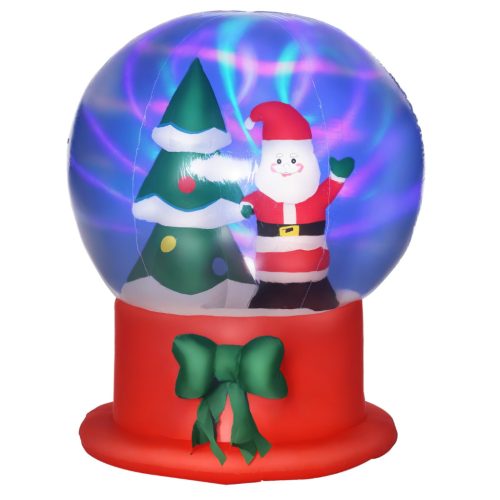 Felfújható karácsonyi hógömb 110x110x150 cm Mikulással és karácsonyfával, LED-világítással