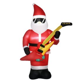   Felfújható Mikulás LED-világítással és elektromos gitárral 215 cm magas kültéri karácsonyi dekoráció