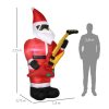 Felfújható Mikulás LED-világítással és elektromos gitárral 215 cm magas kültéri karácsonyi dekoráció