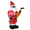 Felfújható Mikulás LED-világítással és elektromos gitárral 215 cm magas kültéri karácsonyi dekoráció