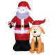 Felfújható Mikulás kutyával világító kültéri karácsonyi dekoráció 117x80x157 cm LED-fénnyel