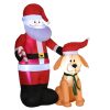 Felfújható Mikulás kutyával világító kültéri karácsonyi dekoráció 117x80x157 cm LED-fénnyel