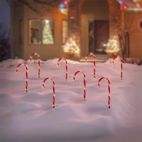Candy Cane karácsonyi kerti cukorpálca 8 darabos készlet 45x700 cm 40LED meleg fehér, karácsony