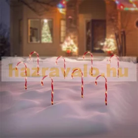 Candy Cane karácsonyi kerti cukorpálca 8 darabos készlet 45x700 cm 40LED meleg fehér, karácsony