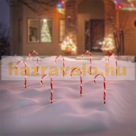   Candy Cane karácsonyi kerti cukorpálca 8 darabos készlet 45x700 cm 40LED meleg fehér,  karácsonyi dekoráció