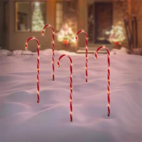 Candy Cane karácsonyi kerti cukorpálca 5 darabos készlet 73x400 cm 56LED meleg fehér, karácsony