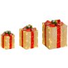 3-piece Christmas gift box set for indoor and outdoor decoration with 58 LED lights in gold color