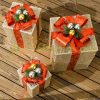 3-piece Christmas gift box set for indoor and outdoor decoration with 58 LED lights in gold color